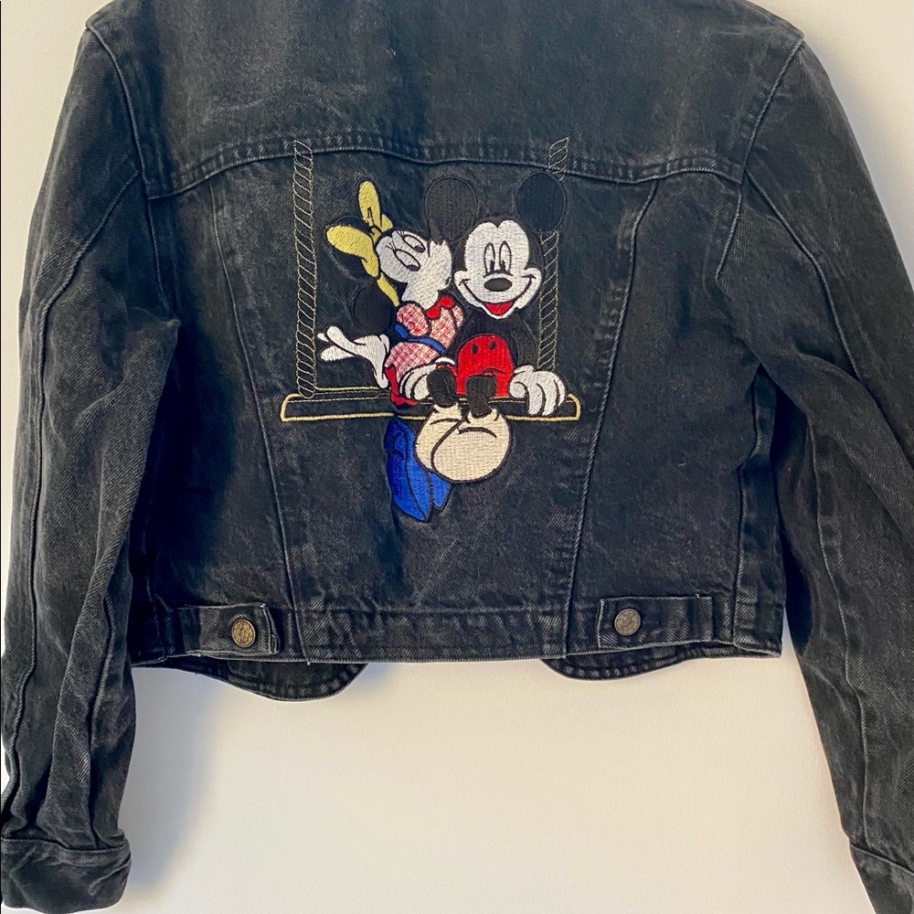 Vintage Mickey Mouse and Minnie Mouse Cropped Denim Jacket